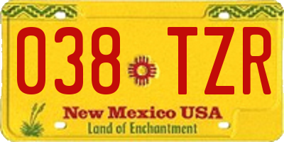 NM license plate 038TZR