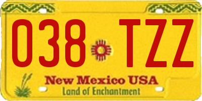 NM license plate 038TZZ