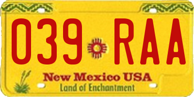 NM license plate 039RAA