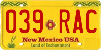 NM license plate 039RAC