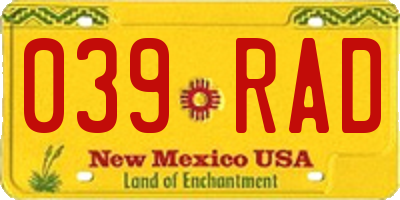 NM license plate 039RAD