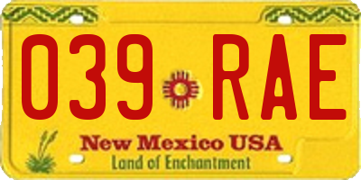 NM license plate 039RAE