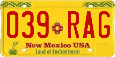 NM license plate 039RAG