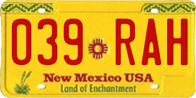 NM license plate 039RAH