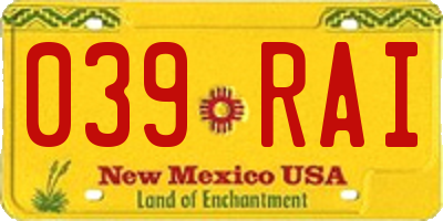 NM license plate 039RAI