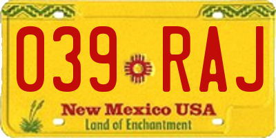 NM license plate 039RAJ