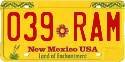 NM license plate 039RAM
