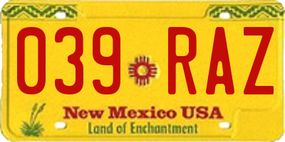 NM license plate 039RAZ