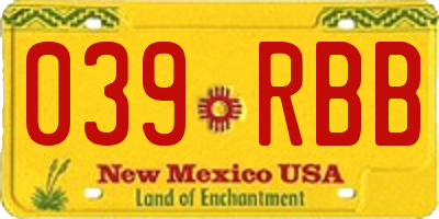 NM license plate 039RBB