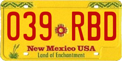 NM license plate 039RBD