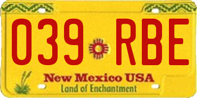 NM license plate 039RBE