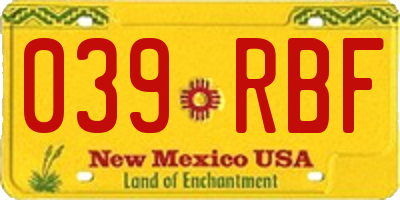 NM license plate 039RBF