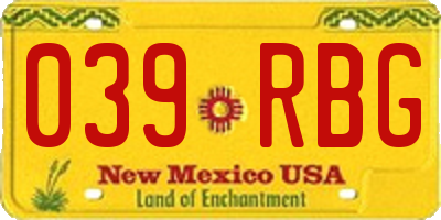 NM license plate 039RBG