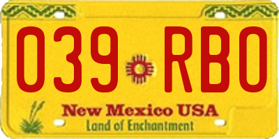 NM license plate 039RBO
