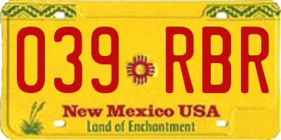 NM license plate 039RBR