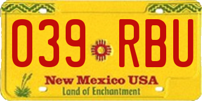 NM license plate 039RBU