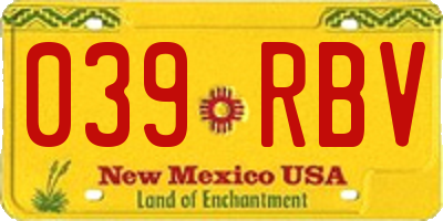 NM license plate 039RBV