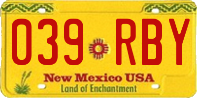 NM license plate 039RBY