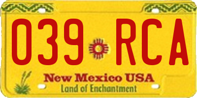 NM license plate 039RCA