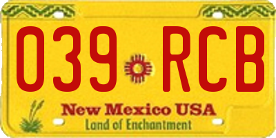 NM license plate 039RCB