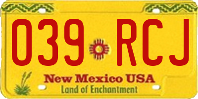 NM license plate 039RCJ