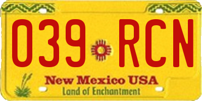 NM license plate 039RCN
