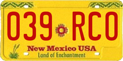 NM license plate 039RCO
