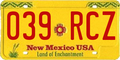 NM license plate 039RCZ