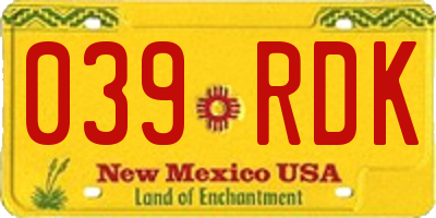 NM license plate 039RDK