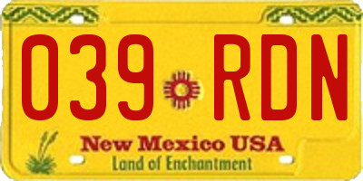 NM license plate 039RDN