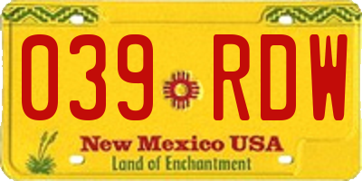 NM license plate 039RDW