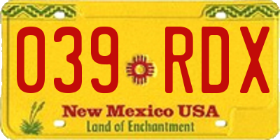 NM license plate 039RDX