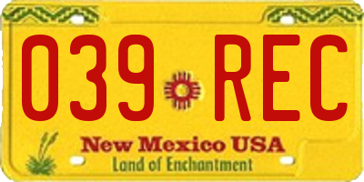 NM license plate 039REC
