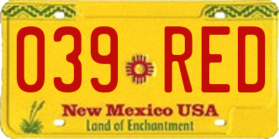 NM license plate 039RED