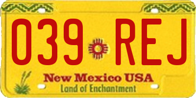 NM license plate 039REJ