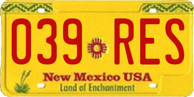 NM license plate 039RES
