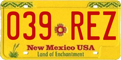 NM license plate 039REZ