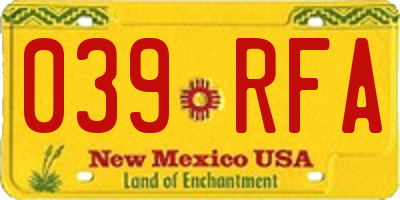 NM license plate 039RFA