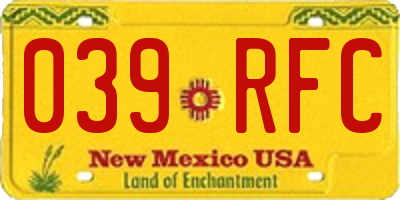 NM license plate 039RFC