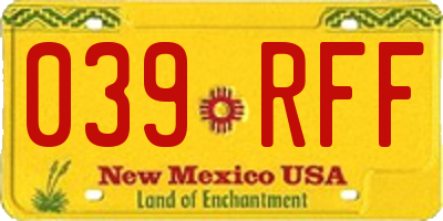 NM license plate 039RFF