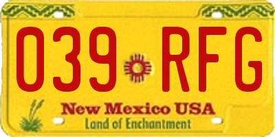 NM license plate 039RFG
