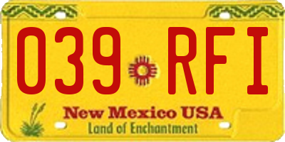 NM license plate 039RFI