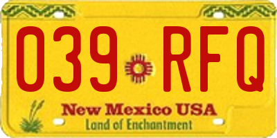 NM license plate 039RFQ