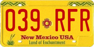 NM license plate 039RFR