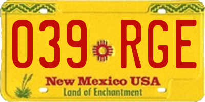 NM license plate 039RGE