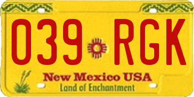NM license plate 039RGK