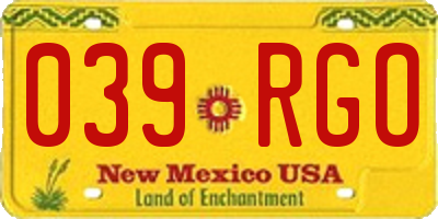 NM license plate 039RGO