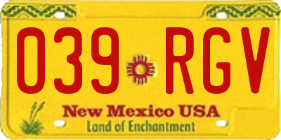 NM license plate 039RGV