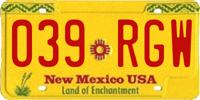 NM license plate 039RGW