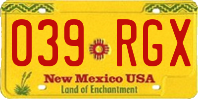 NM license plate 039RGX